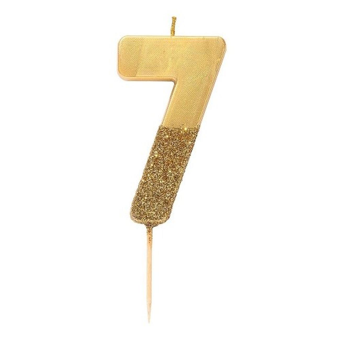 tt-we-heart-birthdays-gold-glitter-number-7-candle - TT We Heart Birthdays Gold Glitter Number 7 Candle