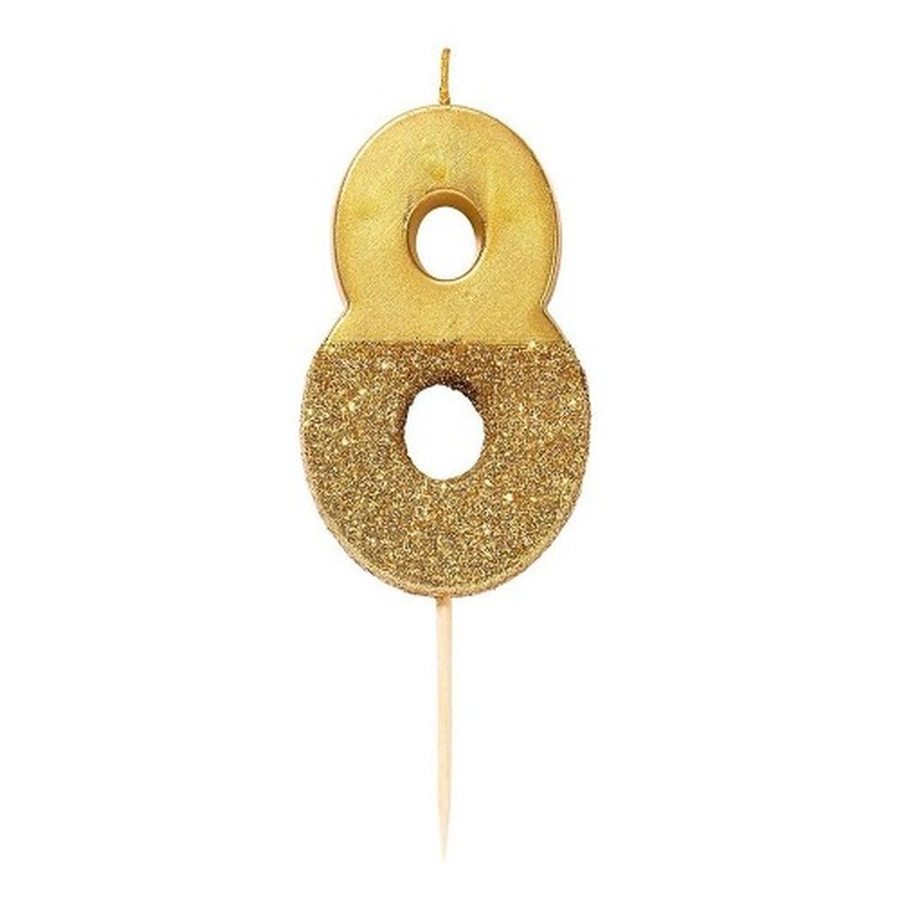 tt-we-heart-birthdays-gold-glitter-number-8-candle - TT We Heart Birthdays Gold Glitter Number 8 Candle
