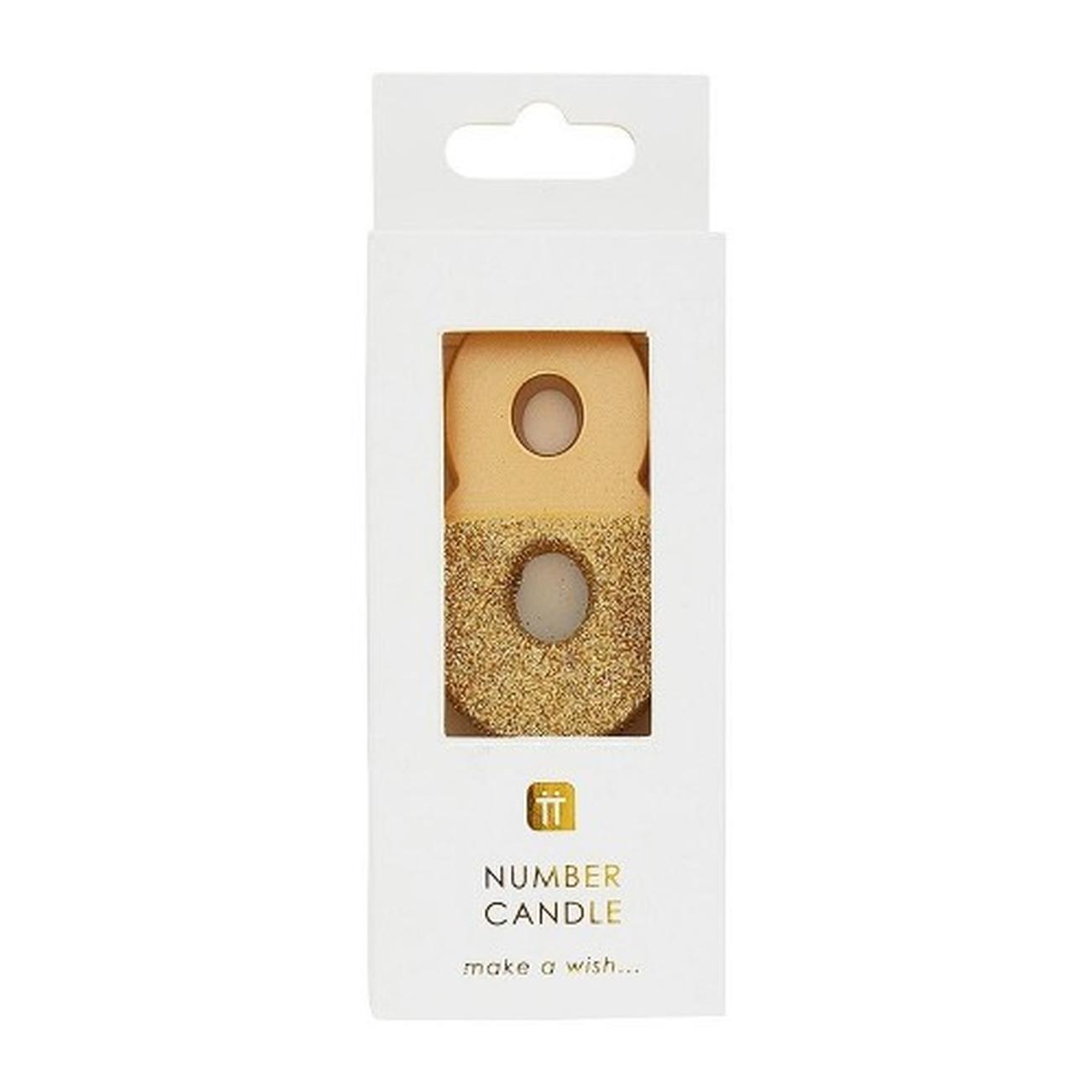 tt-we-heart-birthdays-gold-glitter-number-8-candle - TT We Heart Birthdays Gold Glitter Number 8 Candle