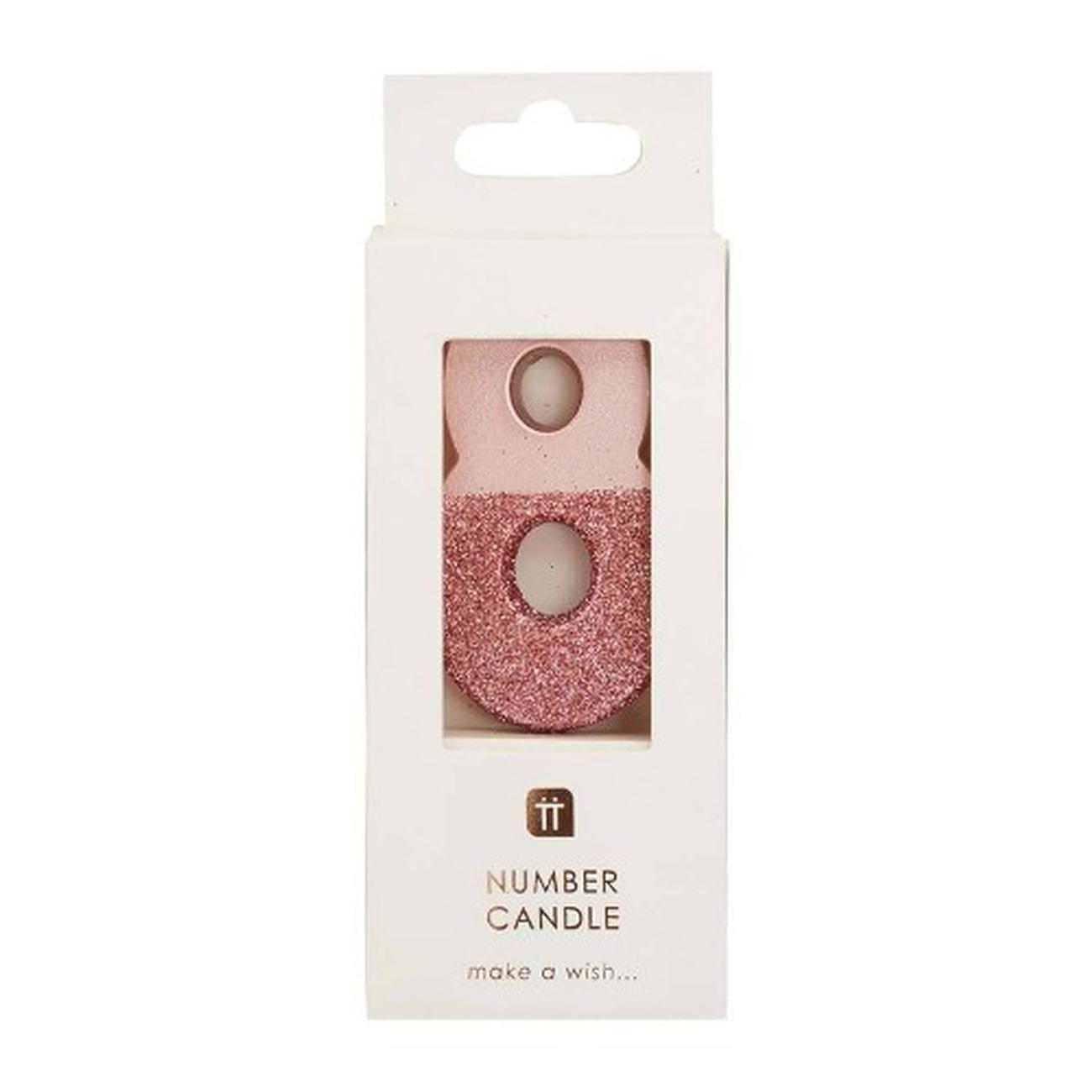 tt-we-heart-birthdays-rose-gold-glitter-number-8-candle - TT We Heart Birthdays Rose Gold Glitter Number 8 Candle