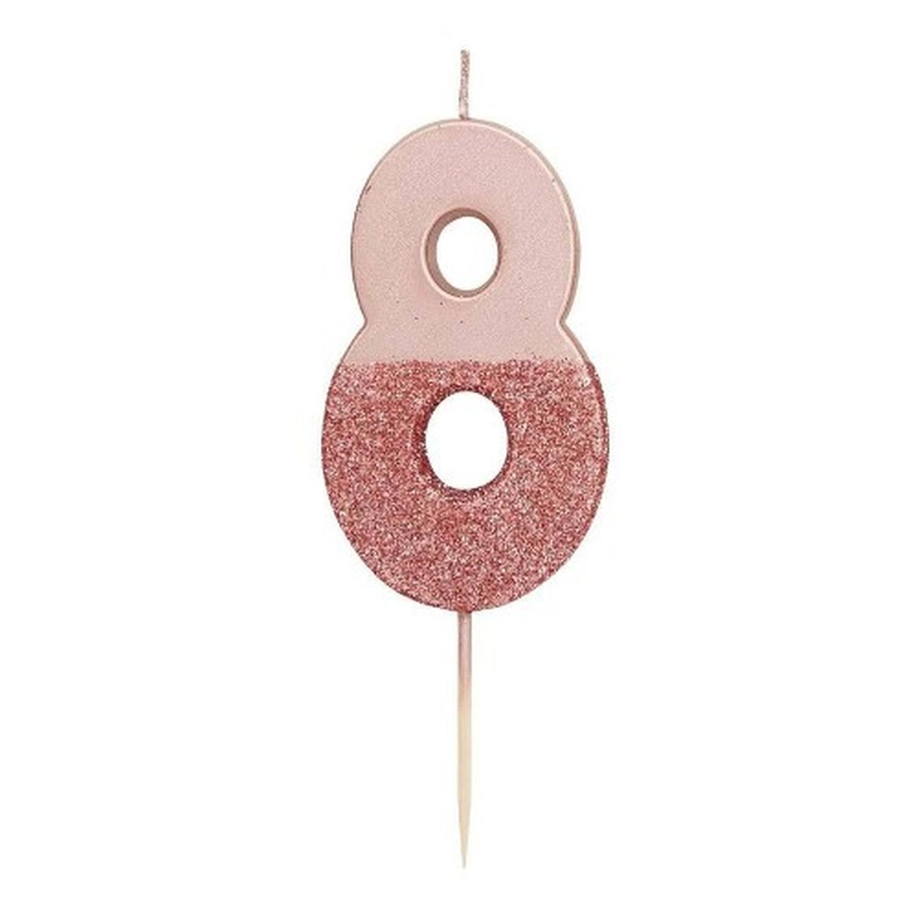 tt-we-heart-birthdays-rose-gold-glitter-number-8-candle - TT We Heart Birthdays Rose Gold Glitter Number 8 Candle