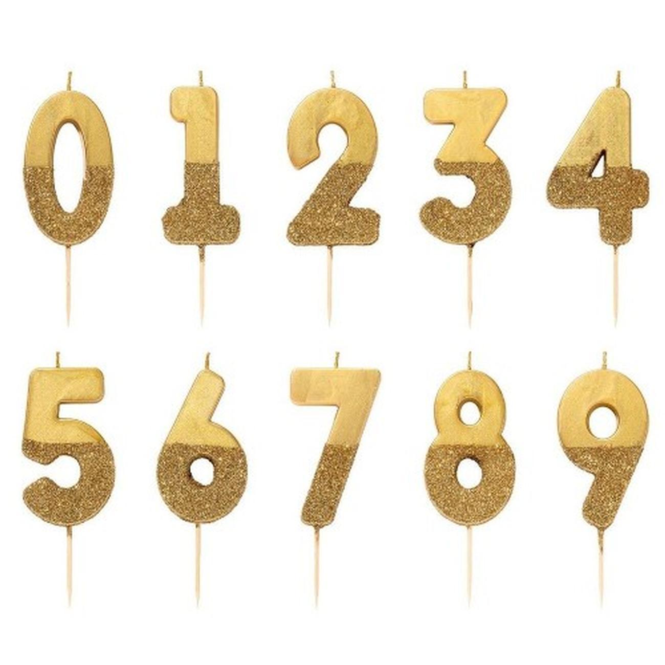 tt-we-heart-birthdays-gold-glitter-number-0-candle - TT We Heart Birthdays Gold Glitter Number Candle