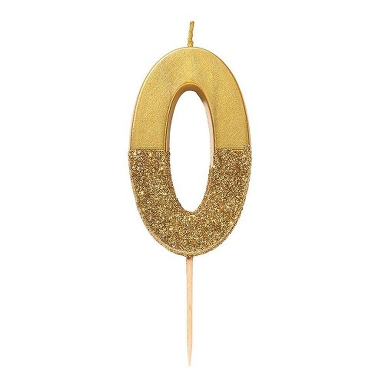 tt-we-heart-birthdays-gold-glitter-number-0-candle - TT We Heart Birthdays Gold Glitter Number 0 Candle