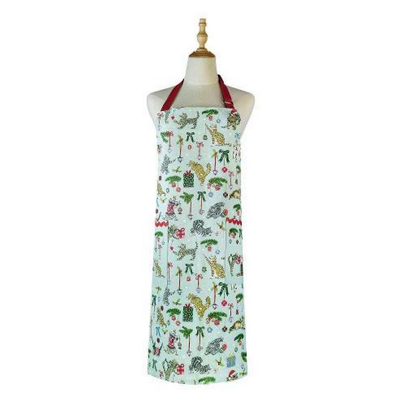 ulster-weavers-christmas-cats-seafoam-cotton-apron - Ulster Weavers Christmas Cats Seafoam Cotton Apron 