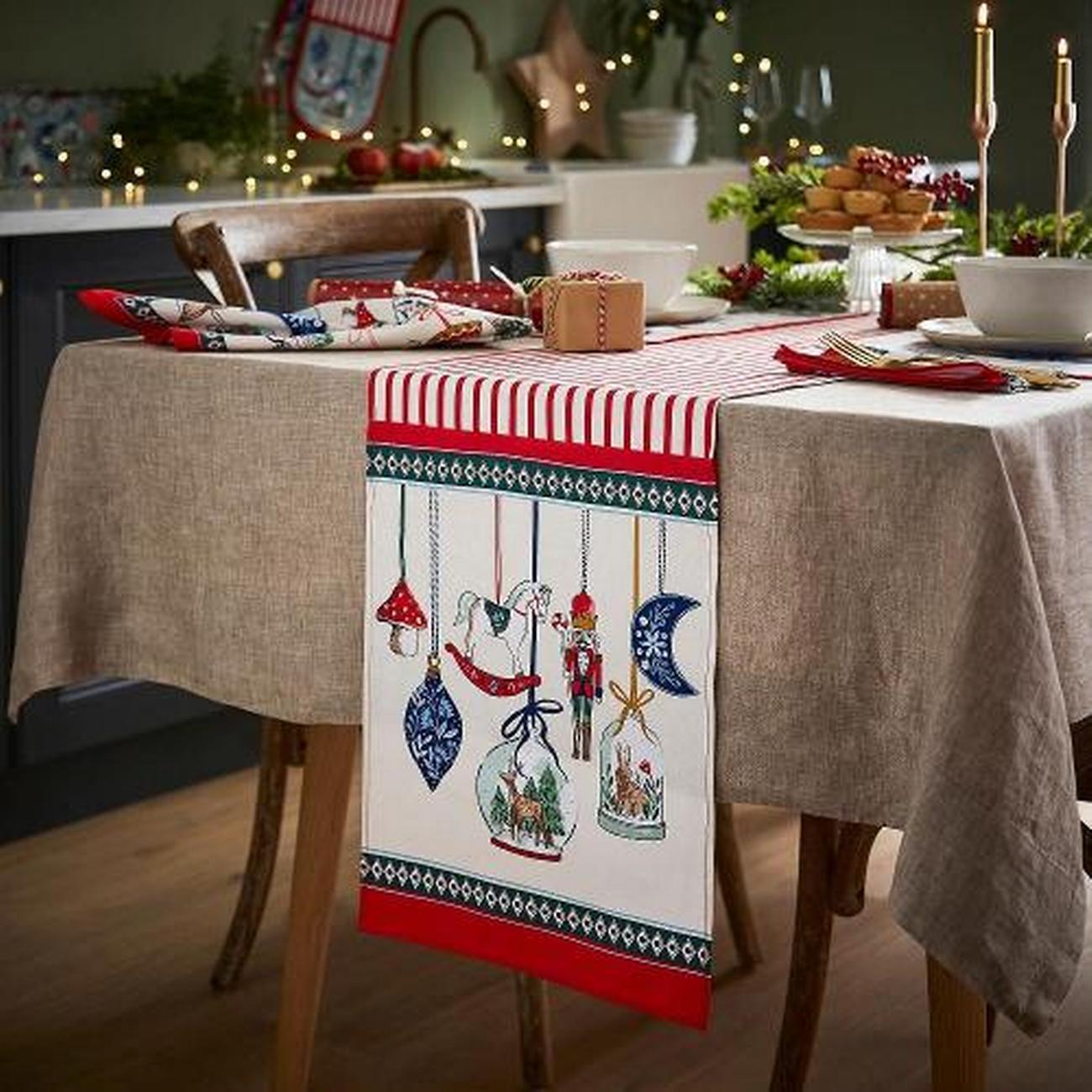 ulster-weavers-christmas-ornaments-cotton-table-runner - Ulster Weavers Christmas Ornaments Table Runner
