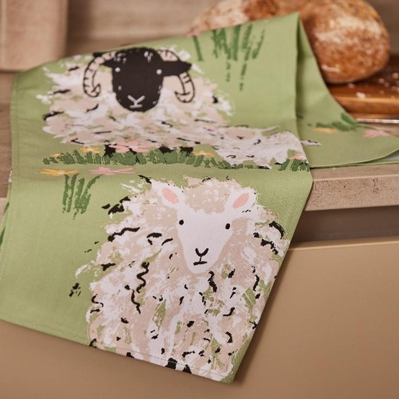 ulster-weavers-woolly-sheep-green-cotton-tea-towel - Ulster Weavers Woolly Sheep Green Cotton Tea Towel