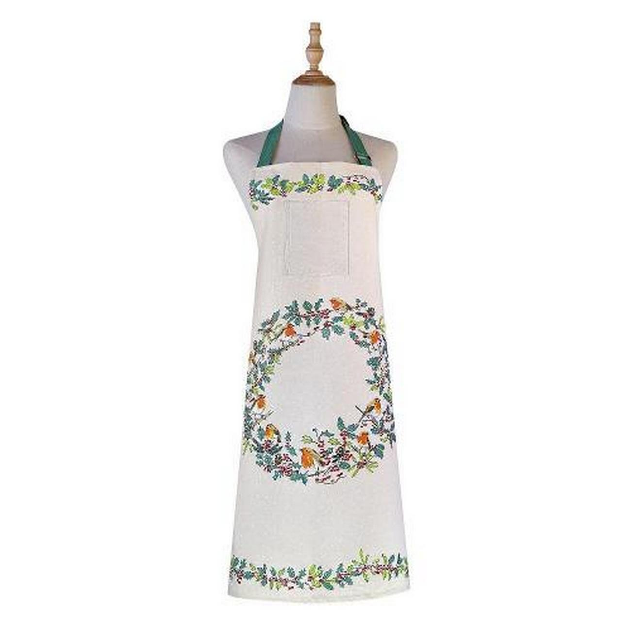 ulster-weaves-christmas-robins-green-cotton-apron - Ulster Weavers Christmas Robins Green Cotton Apron