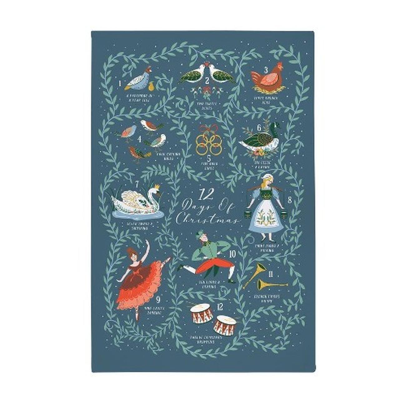 uw-12-days-xmas-tea-towel - Ulster Weaver 12 Days Of Christmas Cotton Tea Towel