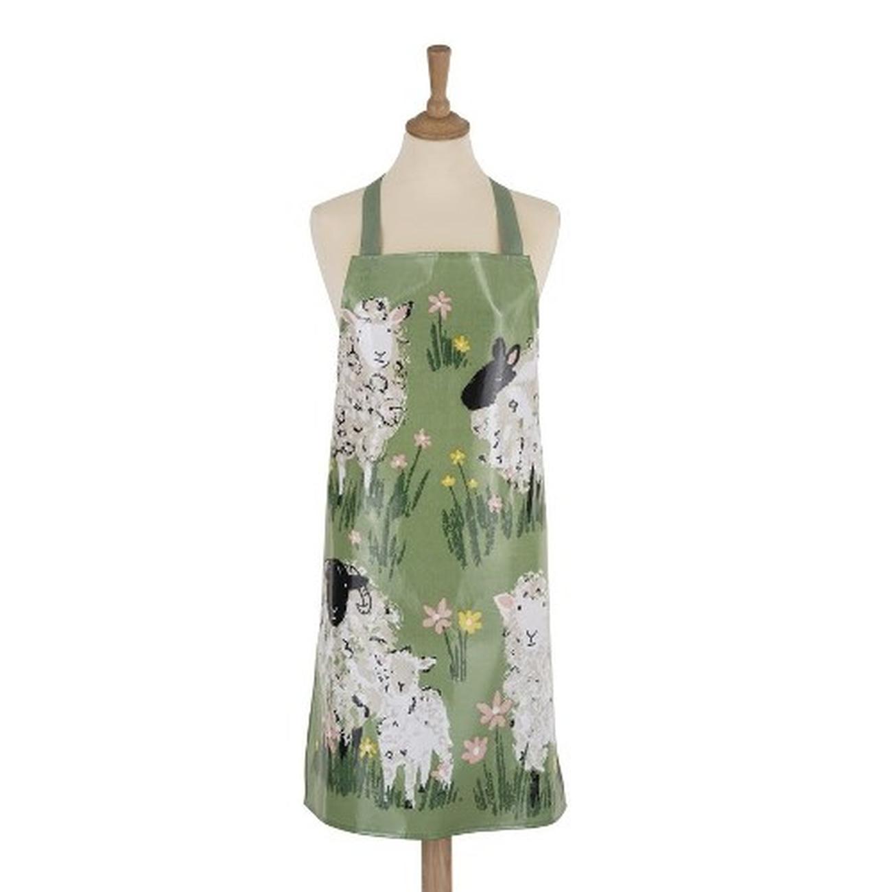 uw-pvc-apron-woolly-sheep - Ulster Weavers PVC Woolly Sheep Green Apron 