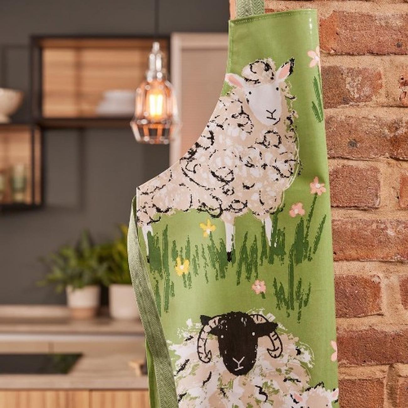 uw-pvc-apron-woolly-sheep - Ulster Weavers PVC Woolly Sheep Green Apron 