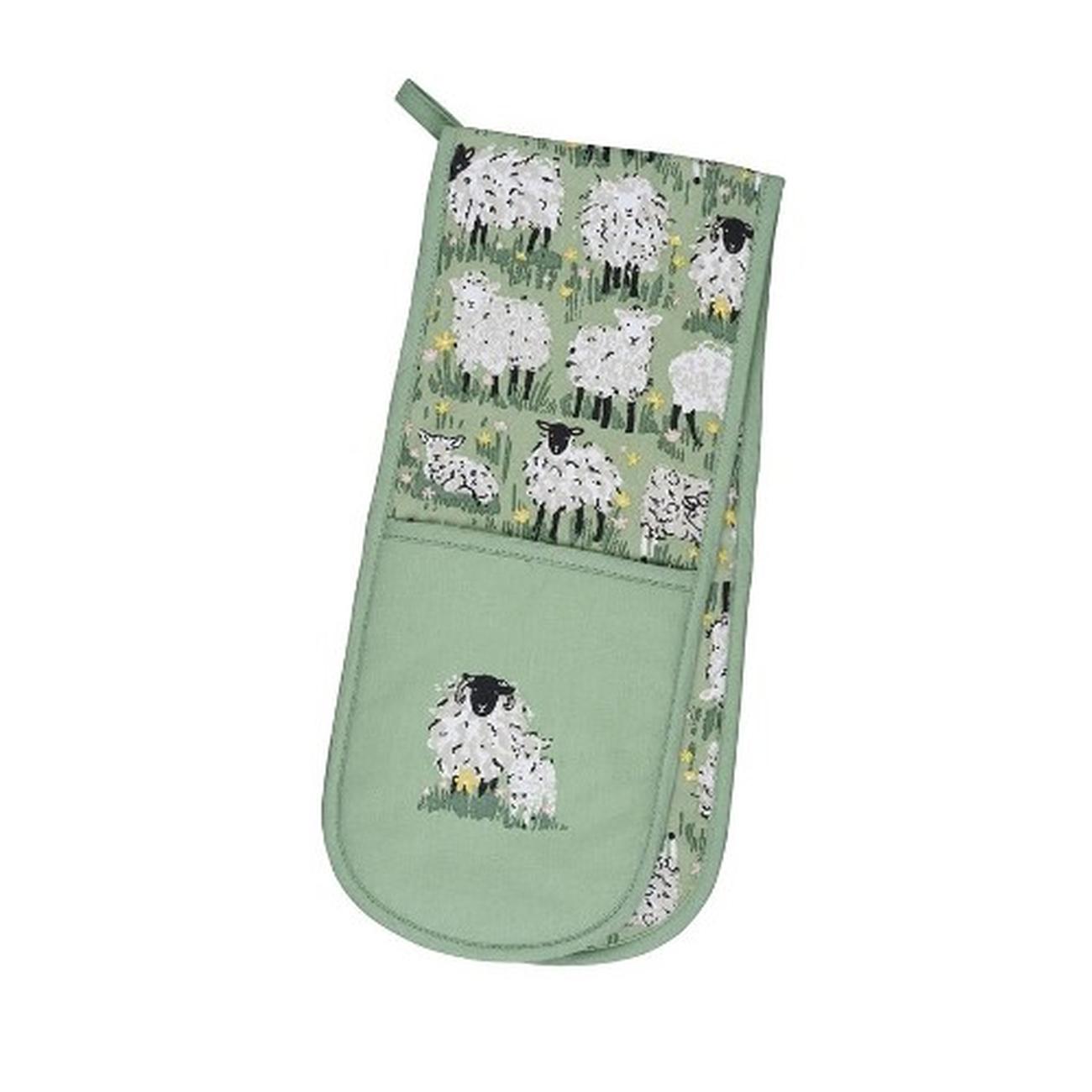 uw-woolly-sheep-double-ovenglove - Ulster Weavers Woolly Sheep Green Double Oven Glove