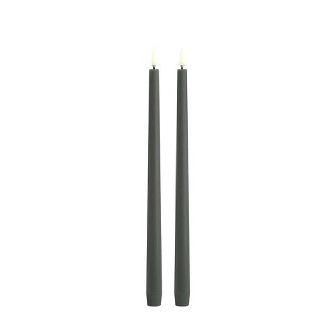 uyuni-led-slim-taper-candle-olive-green-smooth - Uyuni Lighting Slim Taper Candle Olive Green Smooth Set of 2