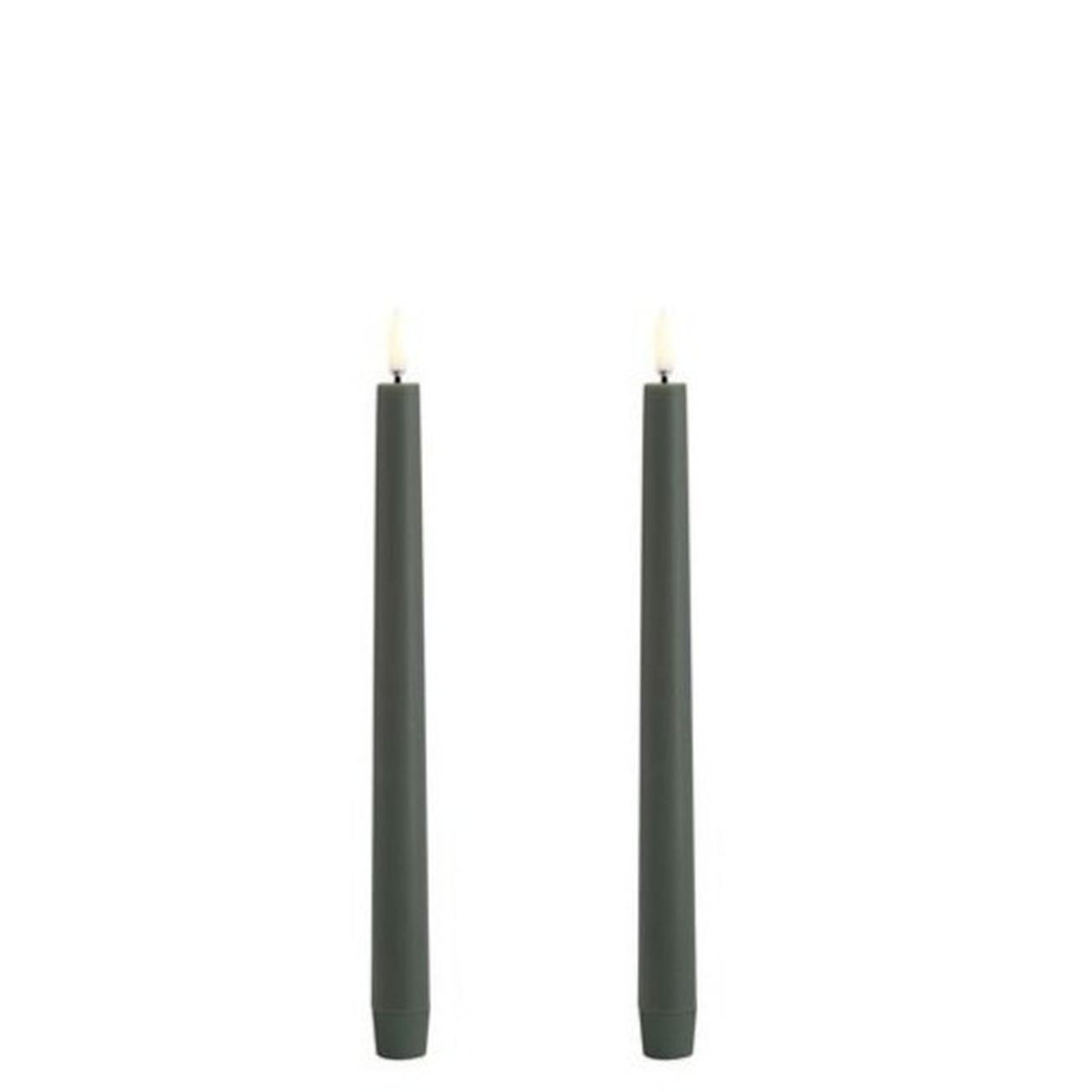 uyuni-led-taper-candle-olive-green-smooth - Uyuni Lighting Taper Candle Olive Green Smooth Set of 2