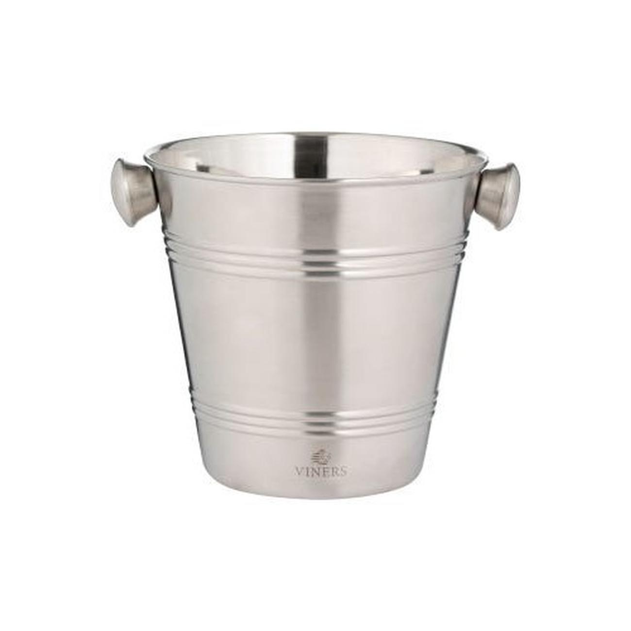 viners-barware-1l-silver-single-wall-ice-bucket - Viners Barware 1L Silver Single Wall Ice Bucket