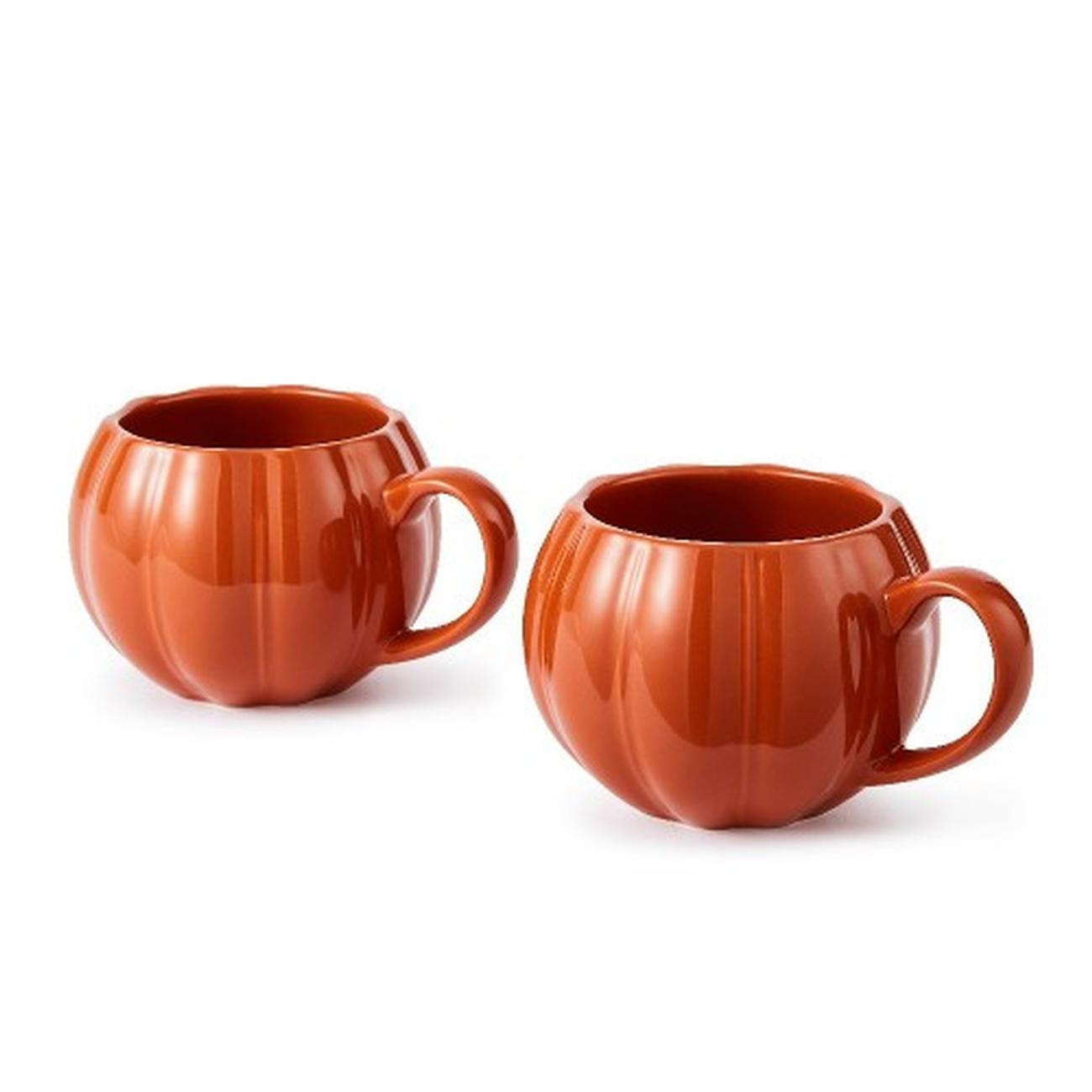 wade-pottery-orange-pumpkin-mugs-set-of-2 - Wade Pottery Orange Pumpkin Mugs Set of 2