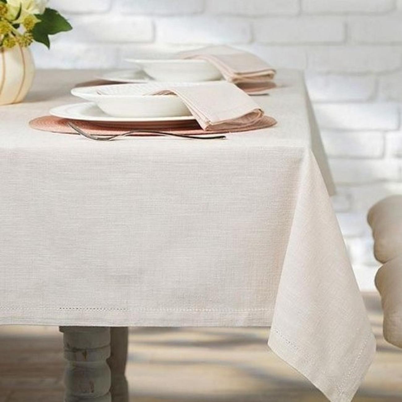 walton-co-chambray-tablecloth-french-limestone - Walton & Co Chambray Tablecloth French Limestone