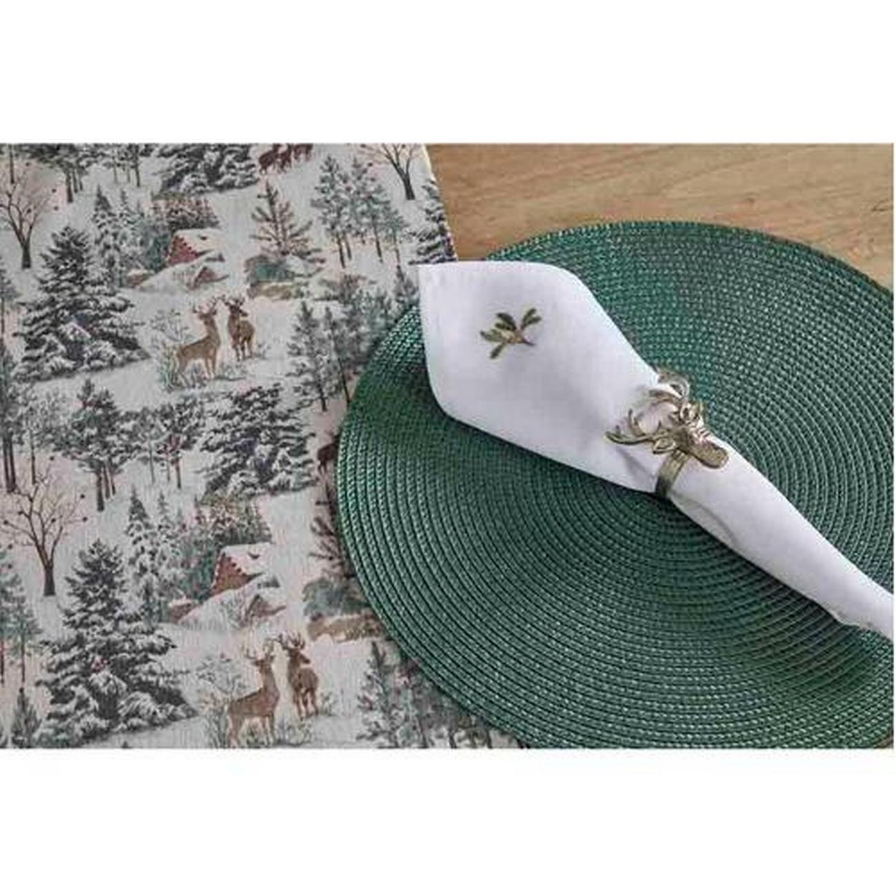 walton-co-circular-ribbed-placemat-eucalyptus - Walton & Co Circular Ribbed Placemat Eucalyptus