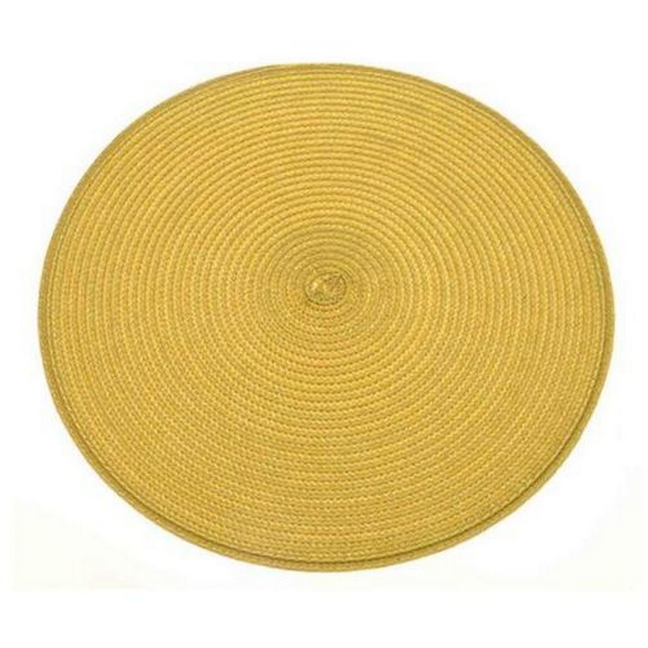 walton-co-circular-ribbed-placemat-lemon-35cm - Walton & Co Circular Ribbed Placemat Lemon