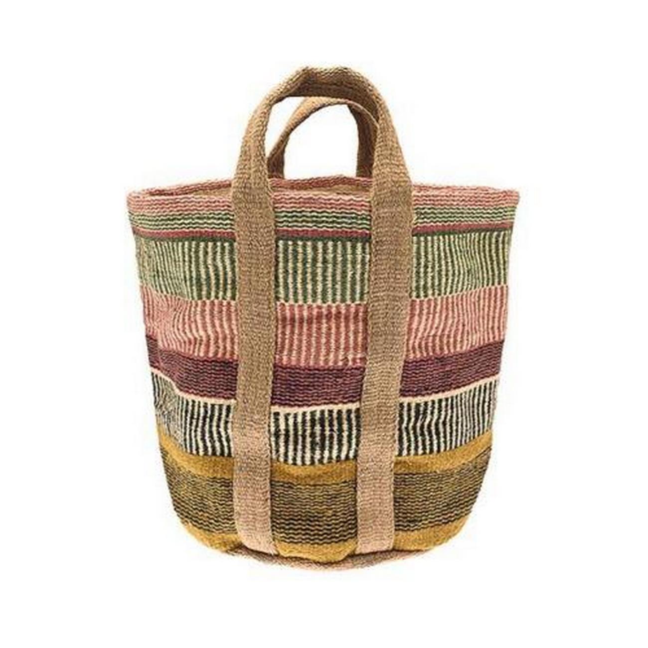 walton-co-jute-storage-basket-multicoloured - Walton & Co Jute Storage Basket Multicoloured