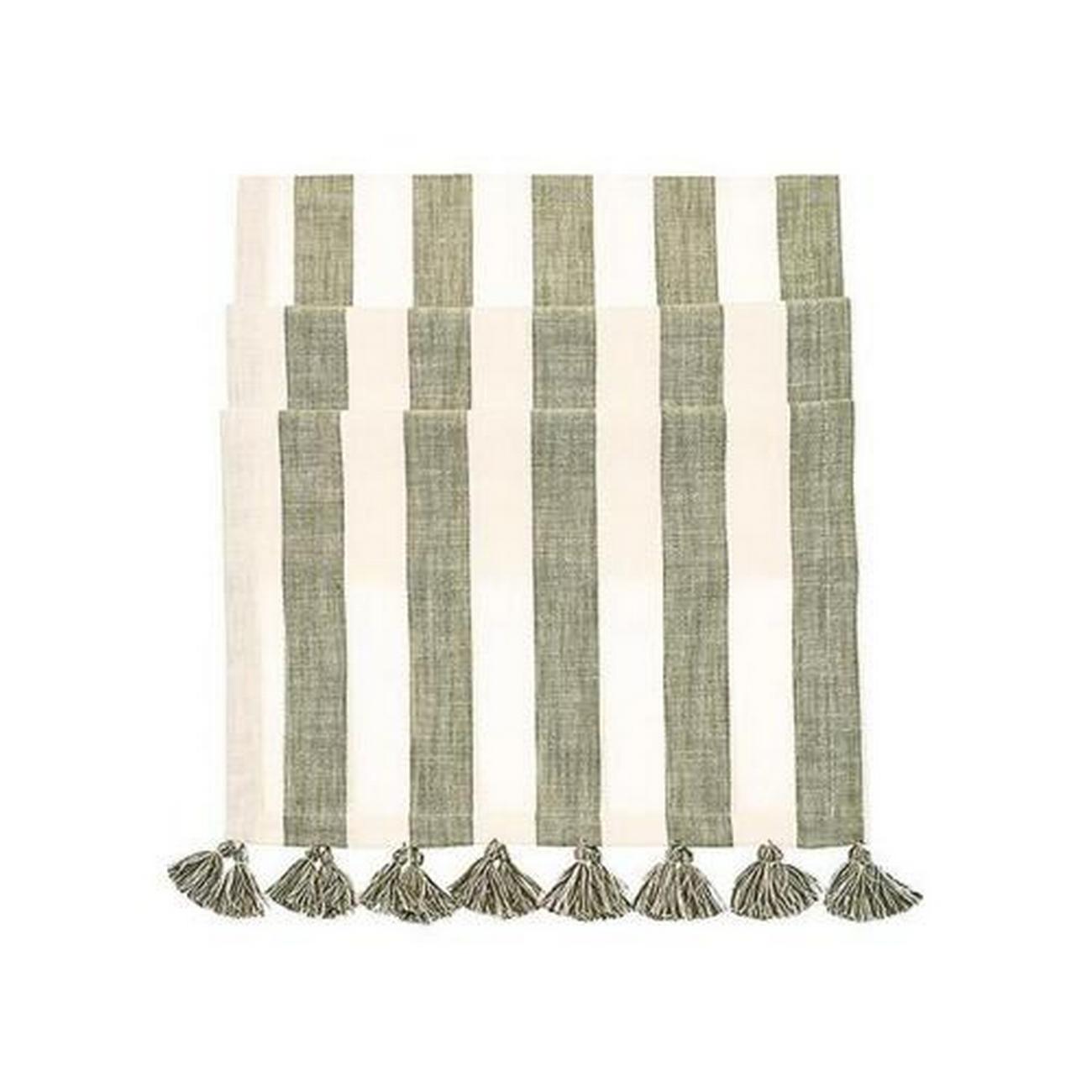 walton-co-wide-stripe-olive-table-runner - Walton & Co Wide Stride Olive Table Runner