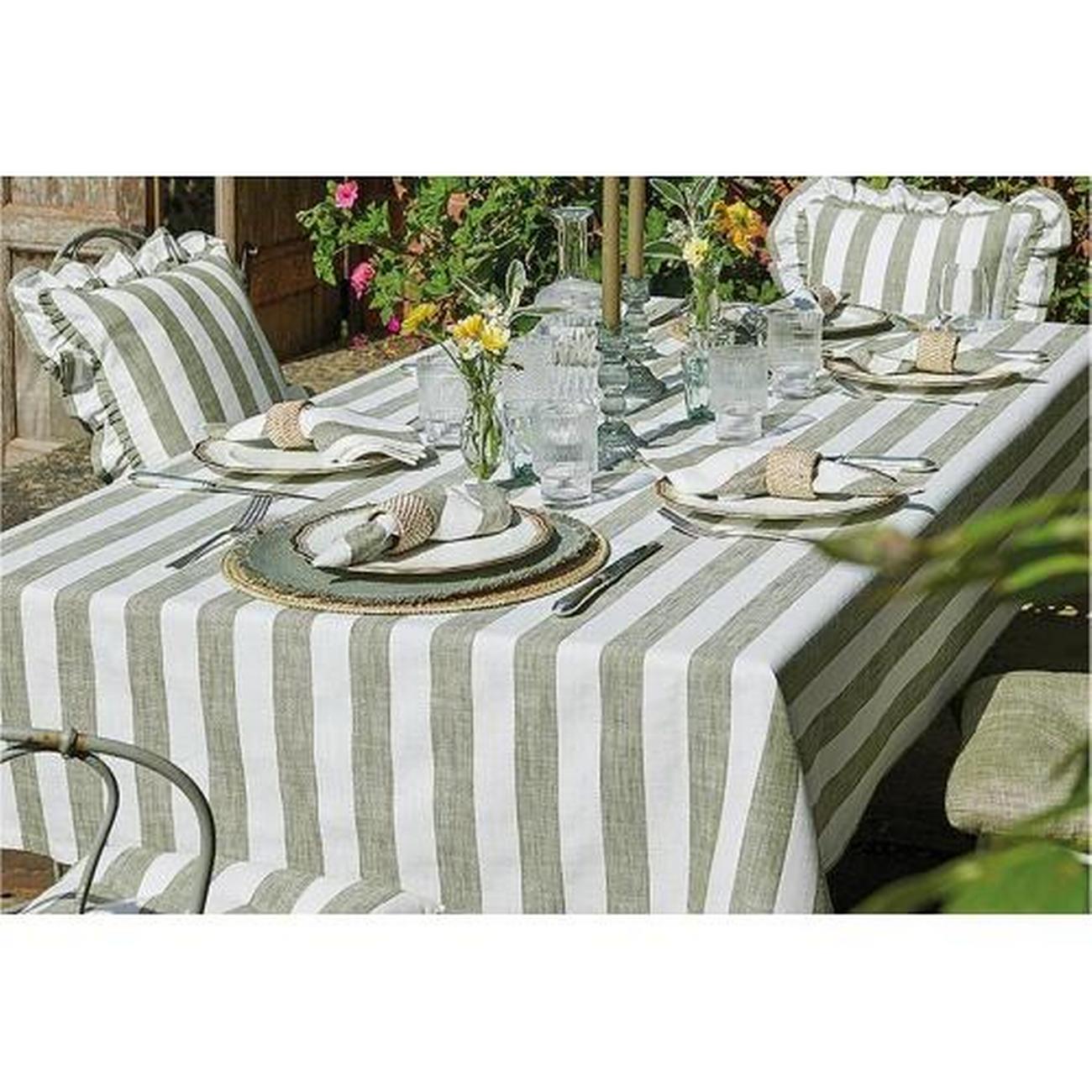 walton-co-wide-stripe-olive-tablecloth-150x240cm - Walton & Co Wide Stride Olive Tablecloth 150x240cm