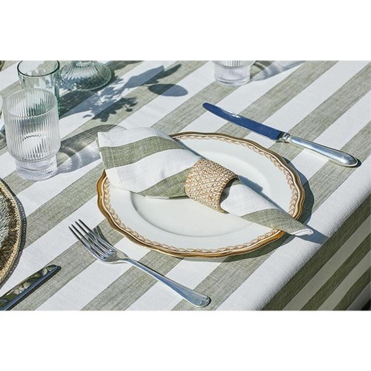 olive-wide-stripe-napkin-set-of-4-46-x-46cm - Walton & Co Olive Green Wide Stripe Napkin Set of 4