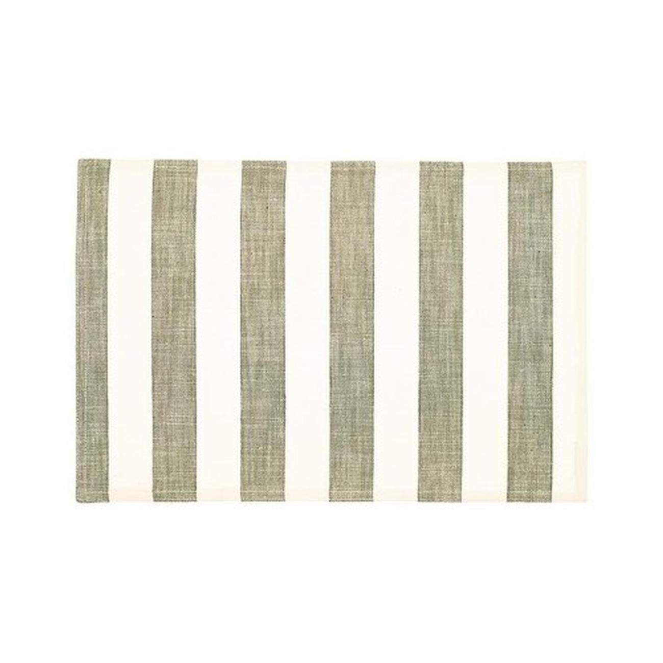walton-olive-wide-stripe-placemat-set-of-2-33-x-45cm - Walton & Co Olive Green Wide Stripe Placemat Set of 2