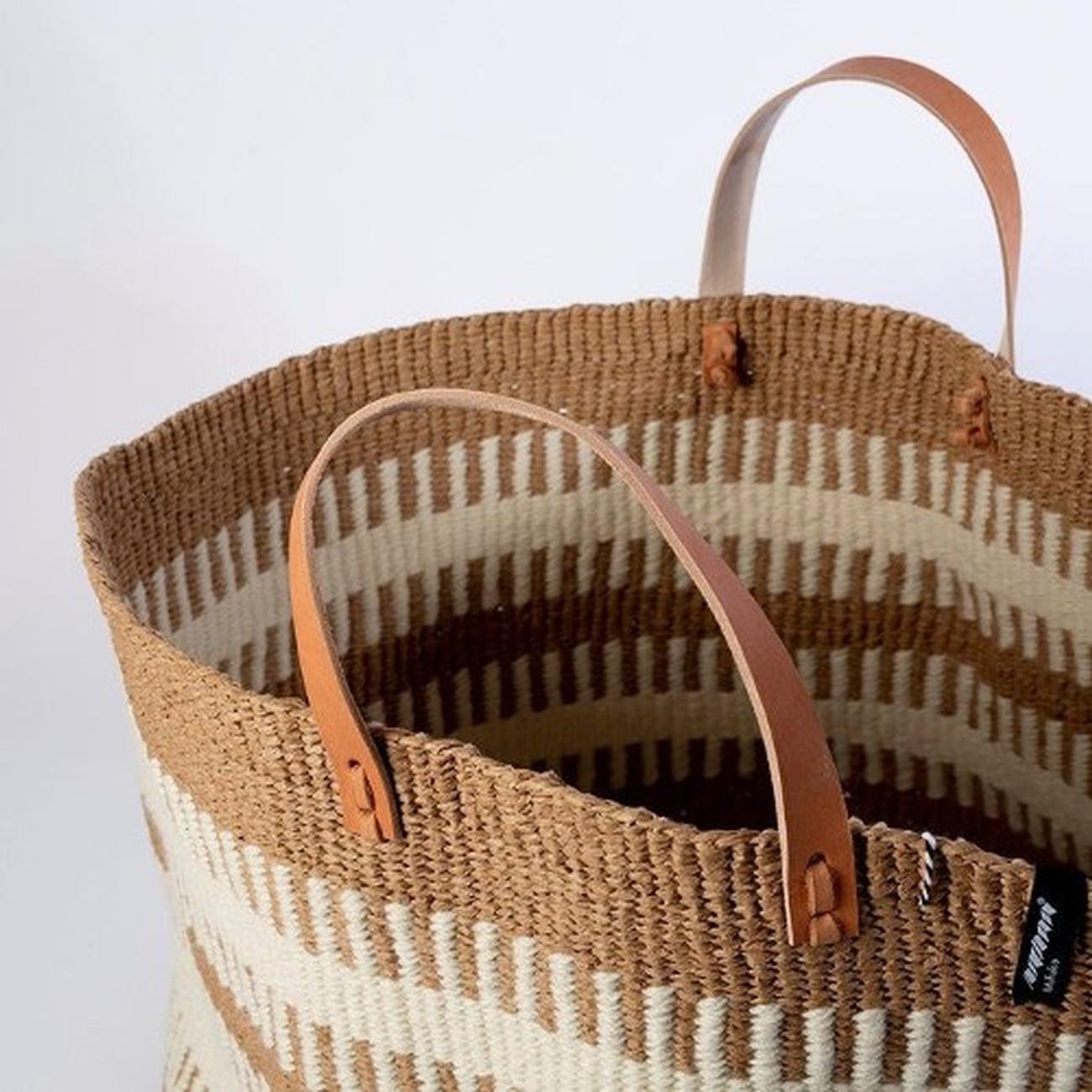 white-rib-weave-medium-pamba-market-basket - Mifuko Pamba Market Basket White Rib Weave Medium