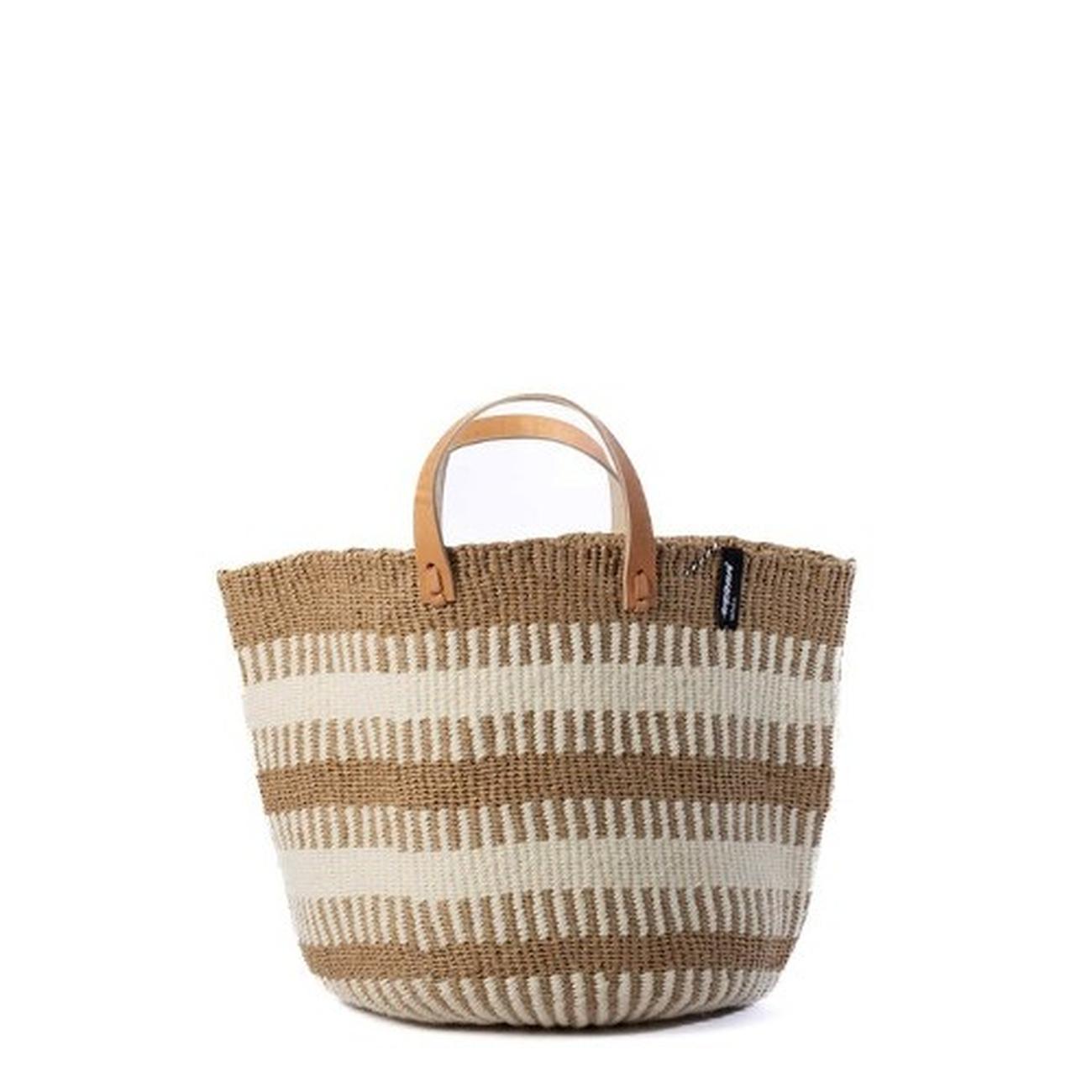 white-rib-weave-medium-pamba-market-basket - Mifuko Pamba Market Basket White Rib Weave Medium
