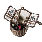 4-person-vintage-picnic-basket-double-wine-bottle-holder - 4 Person Vintage Boat Hamper with Double Bottle Holder