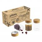 pebbly-round-glass-dressing-jars-screw-bamboo-lid-75ml-3-piece-set - Pebbly Set of 3 Round Glass Jars Bamboo Screw Lid 75ml