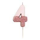 tt-we-heart-birthdays-rose-gold-glitter-number-4-candle - TT We Heart Birthdays Rose Gold Glitter Number 4 Candle