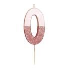 tt-we-heart-birthdays-rose-gold-glitter-number-0-candle - TT We Heart Birthdays Rose Gold Glitter Number 0 Candle