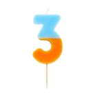 tt-orange-blue-3-we-heart-bdays-candle-number - TT Orange & Light Blue Number 3 Candle