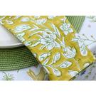 walton-co-lily-hand-block-print-napkin-lemon-set-of-4 - Walton & Co Lily Handblock Print Lemon Napkin Set of 4