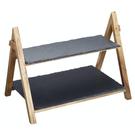 artesa-2-tier-slate-and-wood-serving-stand - Artesa 2 Tier Slate & Wood Serving Stand