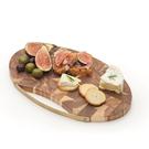 artesa-large-oval-acacia-serving-board-brass-handle - Artesa Oval Acacia Serving Board with Brass Handle