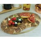 artesa-large-oval-acacia-serving-board-brass-handle - Artesa Oval Acacia Serving Board with Brass Handle