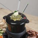 masterclass-white-enamelled-cast-iron-fondue-set - MasterClass Cast Iron Enamelled Black Fondue Set