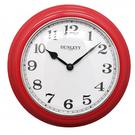 red-deep-wall-clock-10in-plastic-dunlevy - Dunlevy Deep Wall Clock Plastic Red 10in