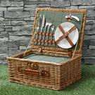 green-tweed-classic-picnic-basket-2-person - 2 Person Green Tweed Classic Picnic Hamper