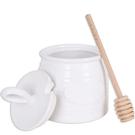 ceramic-honey-pot-and-honey-dipper-white-10cm - Ceramic Honeypot & Dipper White 10cm