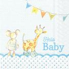 ihr-new-born-lunch-napkin-hello-baby-blue - IHR Lunch Napkins Hello Baby Light Blue