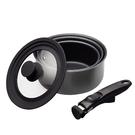 masterclass-smart-space-3pc-non-stick-saucepans-removable-handle - MasterClass Smart Space 3pc Stacking Saucepans Set