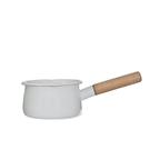 enamel-saucepan-white-wooden-handle - Enamel Milk Pan, White with Wooden Handle