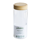 pebbly-round-glass-canister-screw-bamboo-lid-850ml - Pebbly Round Glass Jar with Bamboo Screw Lid 850ml