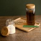 pebbly-round-glass-canister-screw-bamboo-lid-650ml - Pebbly Round Glass Jar with Bamboo Screw Lid 650ml