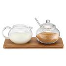 weis-glass-sugar-bowl-creamer-tray-set - Glass Sugar Bowl & Creamer Tray Set