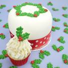 culpitt-sugar-decorations-holly-berry-12pc - Culpitt Sugar Piping Holly & Berry 12pc
