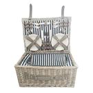 traditional-4-person-picnic-hamper-navy-stripes - Traditional Picnic Basket for 4 Navy Stripe